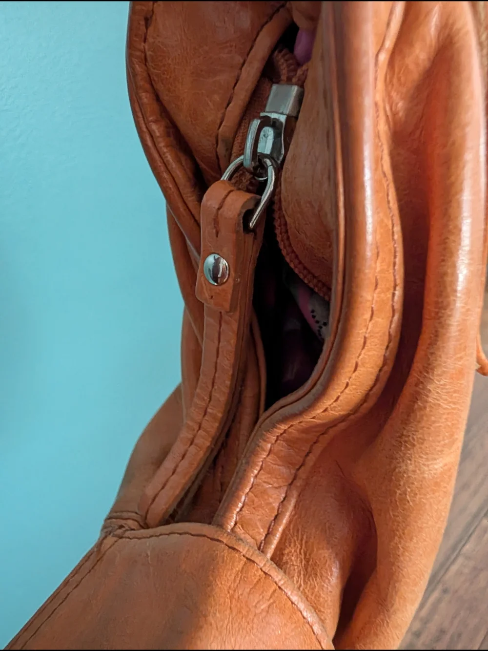 latico Leather Hobo Shoulder Bag in Cognac Orange